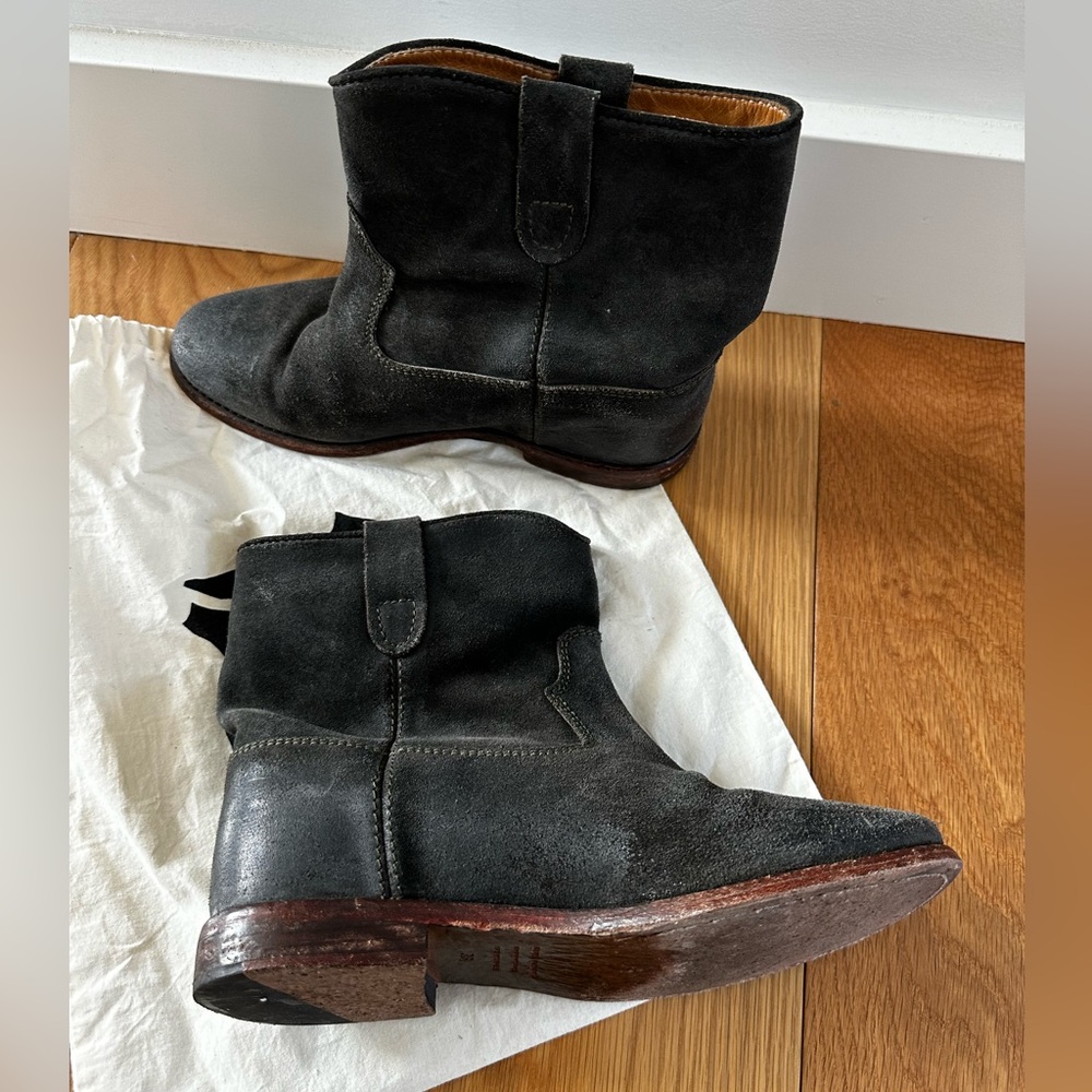 ISABEL MARANT - Black Suede Moto Boot - 38 - Picture 5 of 7